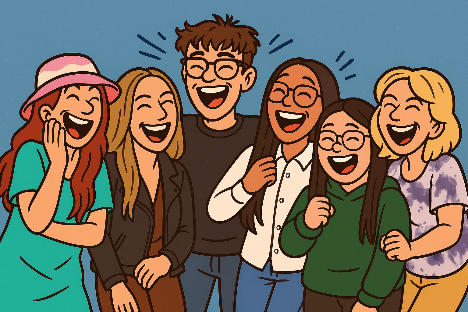 animated group picture of the lowbudgettravel-team. Low Budget Travel Hagenberg