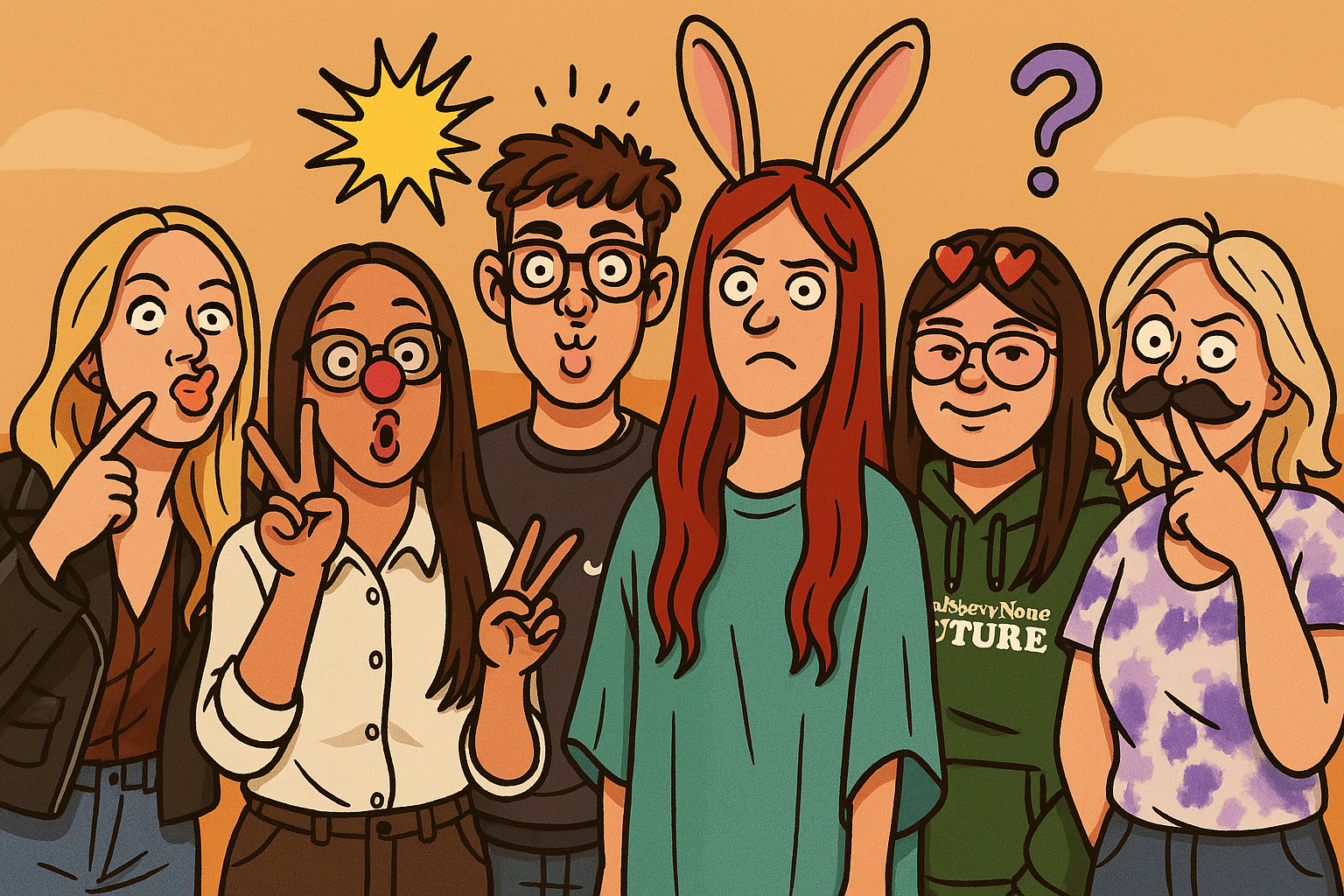 animated group picture of the lowbudgettravel-team. Low Budget Travel Hagenberg
